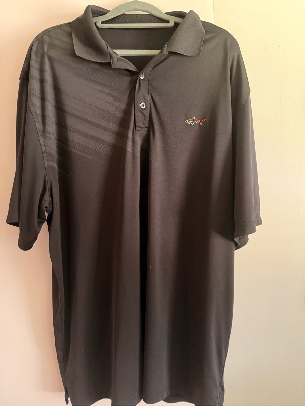 Greg Norman Men's Black Polo Shirt with Subtle Stripe Detail
